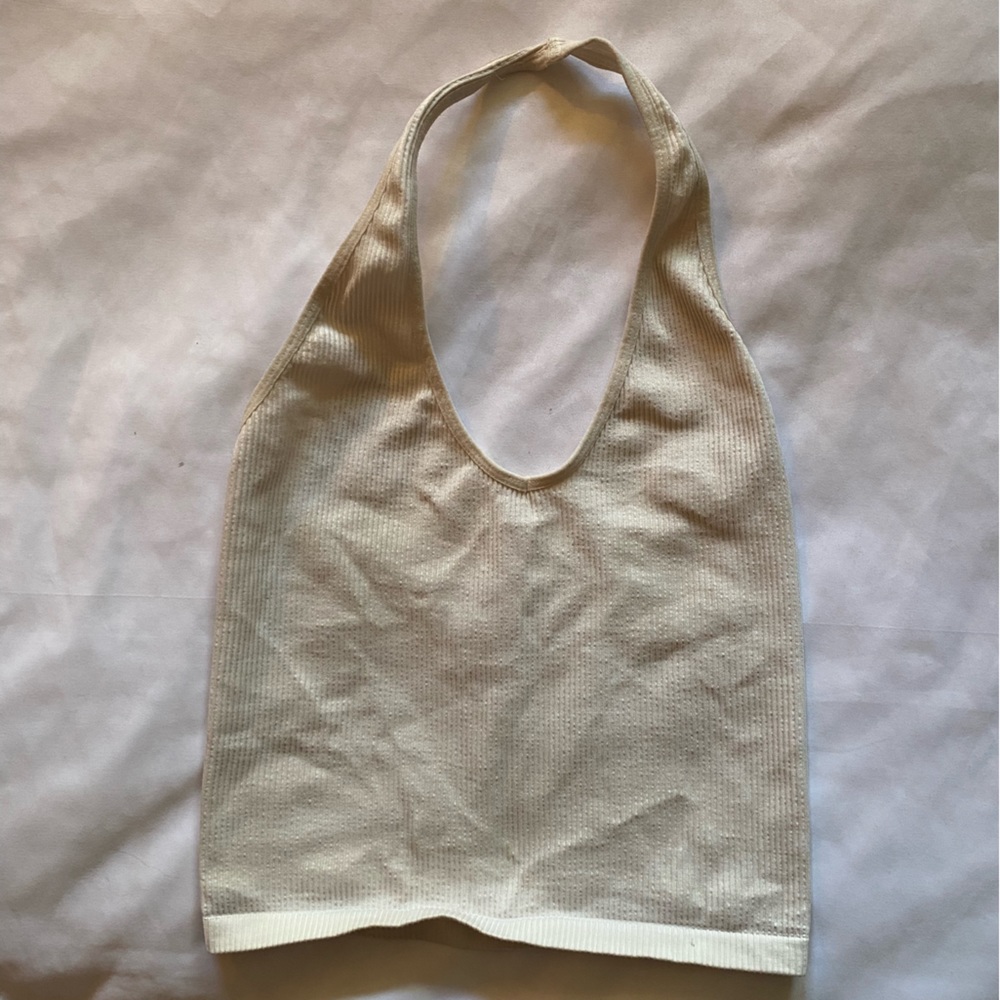 Free People White Stretchy Halter Top